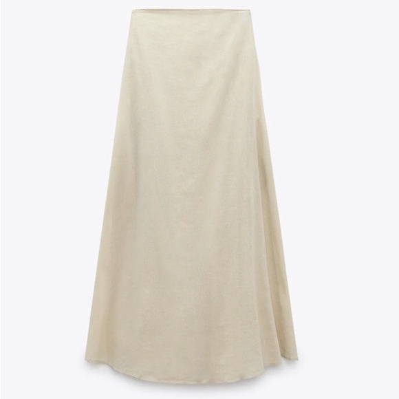 ZARA Beige Strapless Linen Dress - Picture 3 of 10